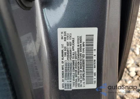 2014 Honda Odyssey Ex from USA, damaged, VIN 5FNRL5H44EB097103
